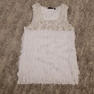 Notations White Textured Tank Top